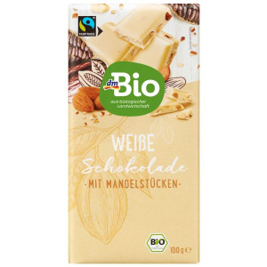 Biela čokoláda s kúskami mandlí, 100 g